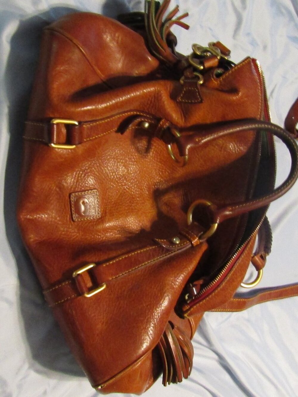 LARGE DOONEY & BOURKE FLORENTINE SATCHEL Natural Color Leather 15"x9.5"x 6.5"